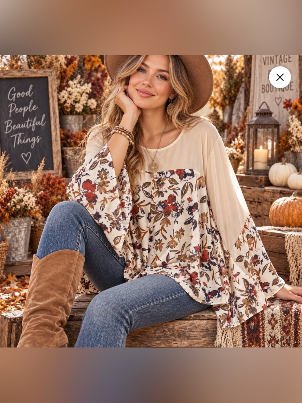 Oli & Hali Romantic Boho Bell-Sleeve Blouse